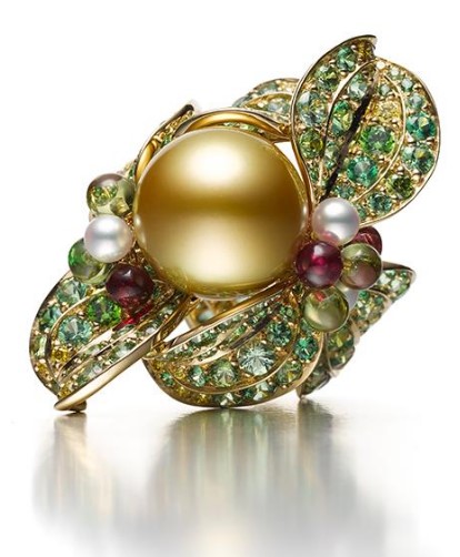 кольцо Микимото из золотого жемчуга
