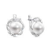 Серьги из серебра c белыми речными жемчужинами 8-8,5 мм