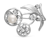 Брошь "Цветок", украшенная белой речной жемчужиной 7-9,5 мм Брошь "Цветок", украшенная белой речной жемчужиной 7-9,5 мм