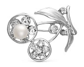 Брошь "Цветок", украшенная белой речной жемчужиной 7-9,5 мм