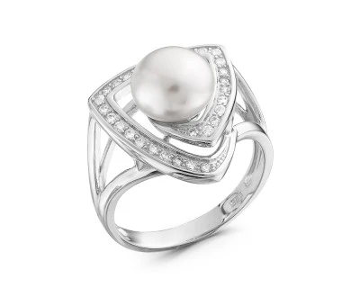 Кольцо из серебра с белой речной жемчужиной 8 мм