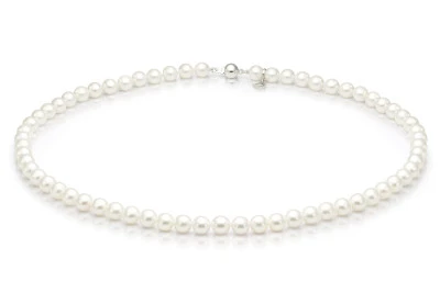 Ожерелье из белого круглого морского жемчуга Акойя (Япония). Жемчужины 6,5-7 мм. Класс ААА