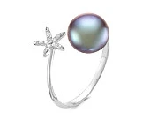 Кольцо "Диор" из серебра с черной речной жемчужиной 9,5-10 мм