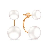 Пусеты "Диор" из серебра с белыми речными жемчужинами 8,5-11 мм