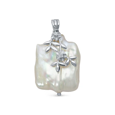 Кулон из серебра с белой барочной жемчужиной 20 мм