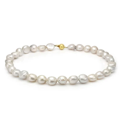 Ожерелье из белого барочного речного жемчуга класса ААА. Жемчужины 9-10 мм