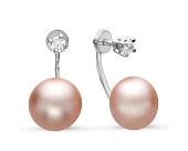 Пусеты "Диор" из серебра с розовыми речными жемчужинами 9,5-10 мм