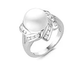 Кольцо из серебра с белой речной жемчужиной 9-9,5 мм