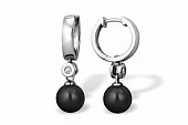 Серьги из серебра с черными речными жемчужинами 8-8,5 мм