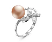 Кольцо из серебра с розовой речной жемчужиной 8,5-9 мм