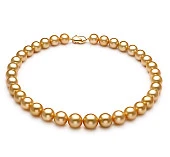 Ожерелье из золотистого круглого морского Австралийского жемчуга 14-15,9 мм. Качество высокое АА+