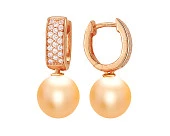 Серьги из серебра с золотистыми речными жемчужинами 9-9,5 мм