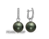 Серьги из белого золота с черными морскими Таитянскими жемчужинами 12-12,5 мм