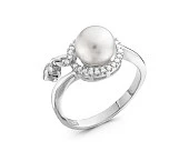 Кольцо из серебра с белой речной жемчужиной 8 мм