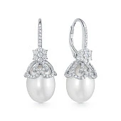 Серьги из серебра с белыми каплевидными жемчужинами 10-10,5 мм