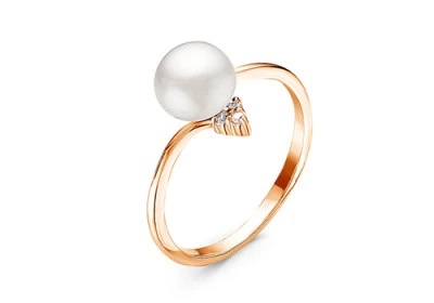 Кольцо из серебра с белой речной жемчужиной 7-7,5 мм