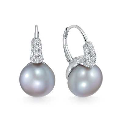 Серьги из серебра с серым речным жемчугом. Жемчужины 12-12,5 мм