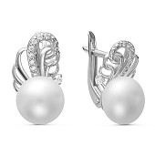 Серьги из серебра c белыми речными жемчужинами 8-8,5 мм
