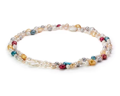 Длинные бусы "микс" из речного жемчуга класса АА+. Жемчужины 4-19 мм