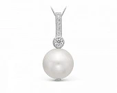 Кулон из серебра с белой круглой речной жемчужиной 10-11 мм