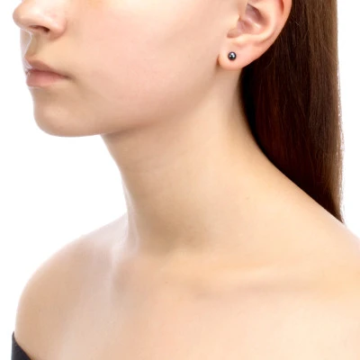 Пусеты из серебра 925 пробы с черными речными жемчужинами 5-5,5 мм