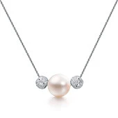Цепочка из серебра с морской Австралийской жемчужиной 10-10,5 мм