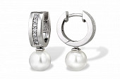 Серьги из серебра с белыми речными жемчужинами 8,5-9 мм