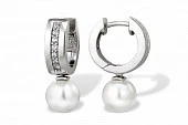 Серьги из серебра с белыми речными жемчужинами 8,5-9 мм