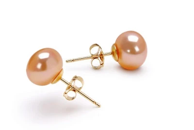 Пусеты из серебра 925 пробы с розовыми речными жемчужинами 10,5-11 мм