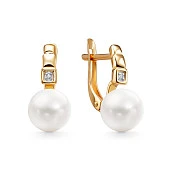 Серьги из красного золота с белыми речными жемчужинами 7,5-8 мм