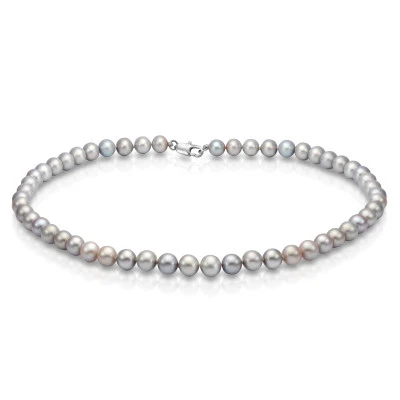 Ожерелье из серого круглого речного жемчуга класса ААА. Жемчужины 8-8,5 мм