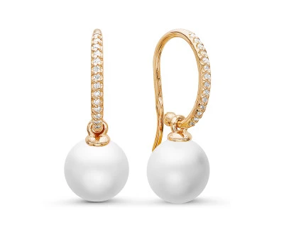 Серьги из серебра с белыми речными жемчужинами 9-9,5 мм