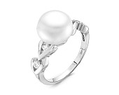 Кольцо из серебра с белой речной жемчужиной 10,5 мм