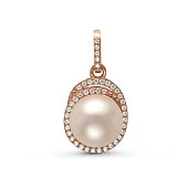 Кулон из серебра с белой речной жемчужиной 9,5-10 мм