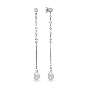 Серьги из серебра c белыми каплевидными жемчужинами 7,5-8 мм