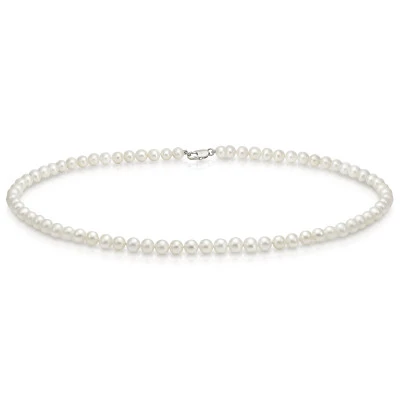 Ожерелье из белого круглого речного жемчуга класса АА+. Жемчужины 6-6,5 мм