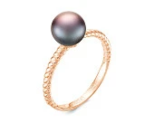 Кольцо из серебра с черной речной жемчужиной 7-7,5 мм