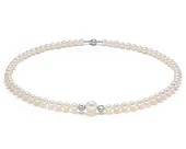 Ожерелье со вставками из белого круглого речного жемчуга класса ААА. Жемчужины 6-10 мм