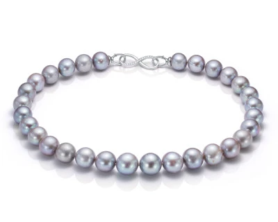 Ожерелье из 30 жемчужин из серебристого речного жемчуга класса АА. Жемчужины 13-15 мм