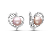 Серьги из серебра с розовыми речными жемчужинами 7,5-8 мм