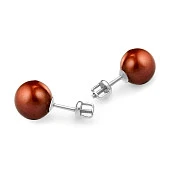 Пусеты из серебра 925 пробы с шоколадными речными жемчужинами 8,5-9 мм