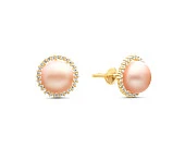 Серьги из серебра с розовыми речными жемчужинами 7-7,5 мм