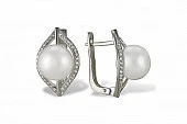 Серьги из белого золота с белыми речными жемчужинами 7,5-8 мм