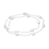 Длинная цепочка из серебра с белыми барочными жемчужинами 12-15 мм