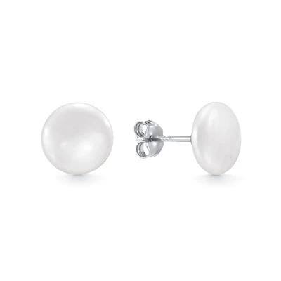 Пусеты из серебра 925 пробы с белыми жемчужинами "Барокко" 10,5-11 мм