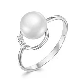 Кольцо из белого золота с белой речной жемчужиной 8,5-9 мм