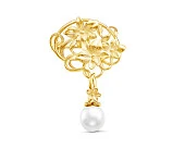 Брошь из серебра с белой Австралийской жемчужиной 10-10,5 мм
