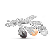 Брошь из серебра с белыми речными жемчужинами "микс" 7,5-8 мм Брошь из серебра с белыми речными жемчужинами "микс" 7,5-8 мм