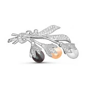 Брошь из серебра с белыми речными жемчужинами "микс" 7,5-8 мм