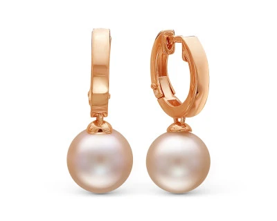 Серьги из серебра с розовыми речными жемчужинами 9-9,5 мм